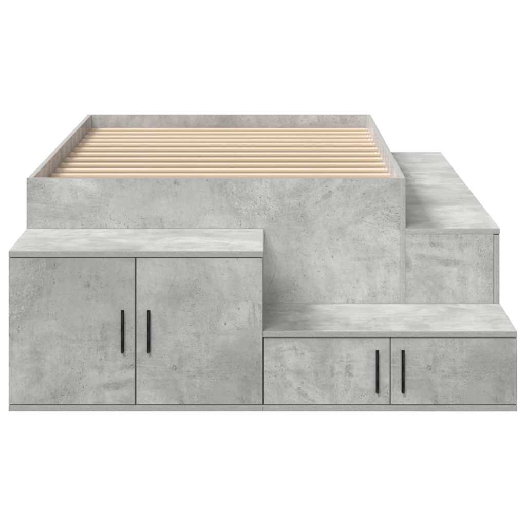 Storage Bed Frame Concrete Grey 80 cm Engineered Wood