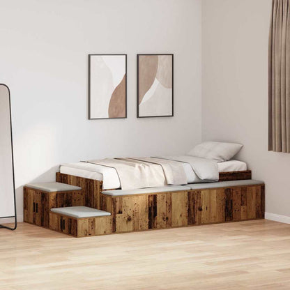 Storage Bed Frame with Storage Old Wood 80 cm Engineered Wood