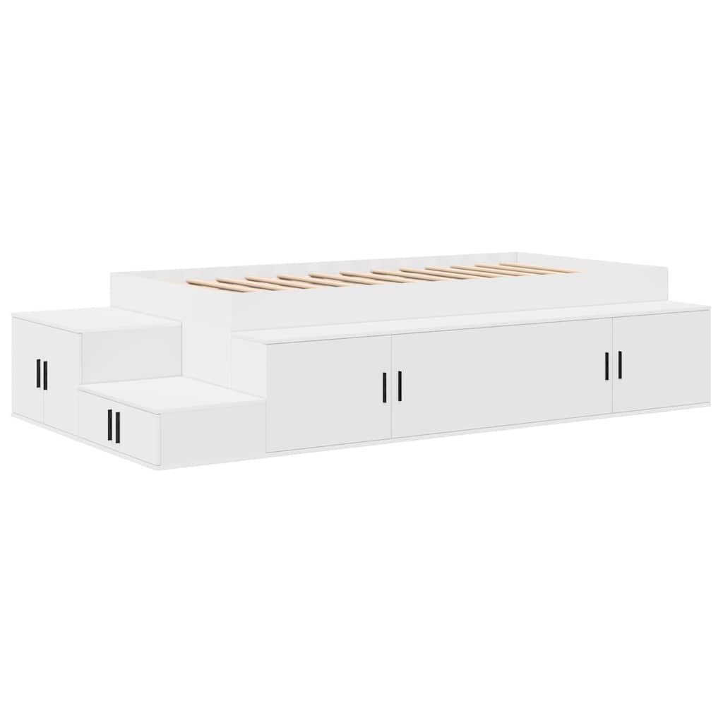 Storage Bed Frame with Storage White 90 cm Engineered Wood