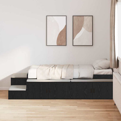 Storage Bed Frame with Storage Black Oak 90 cm Engineered Wood