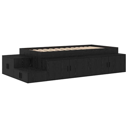 Storage Bed Frame with Storage Black Oak 90 cm Engineered Wood