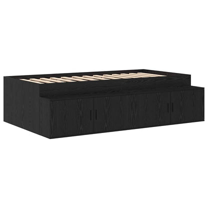 Storage Bed Frame with Storage Black Oak 90 cm Engineered Wood