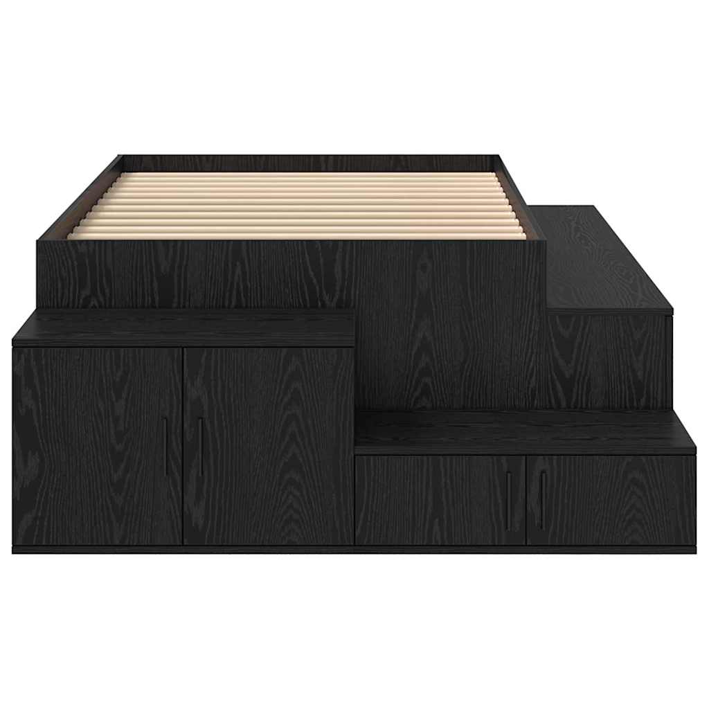 Storage Bed Frame with Storage Black Oak 90 cm Engineered Wood