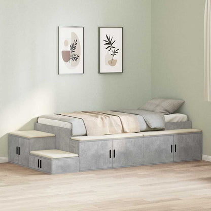 Storage Bed Frame with Drawer Concrete Grey 234 x 118 x 53.5 cm