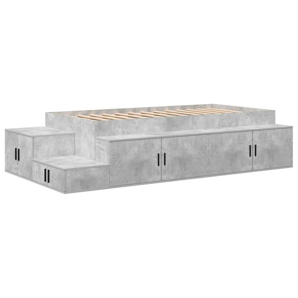 Storage Bed Frame with Drawer Concrete Grey 234 x 118 x 53.5 cm
