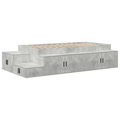 Storage Bed Frame with Drawer Concrete Grey 234 x 118 x 53.5 cm