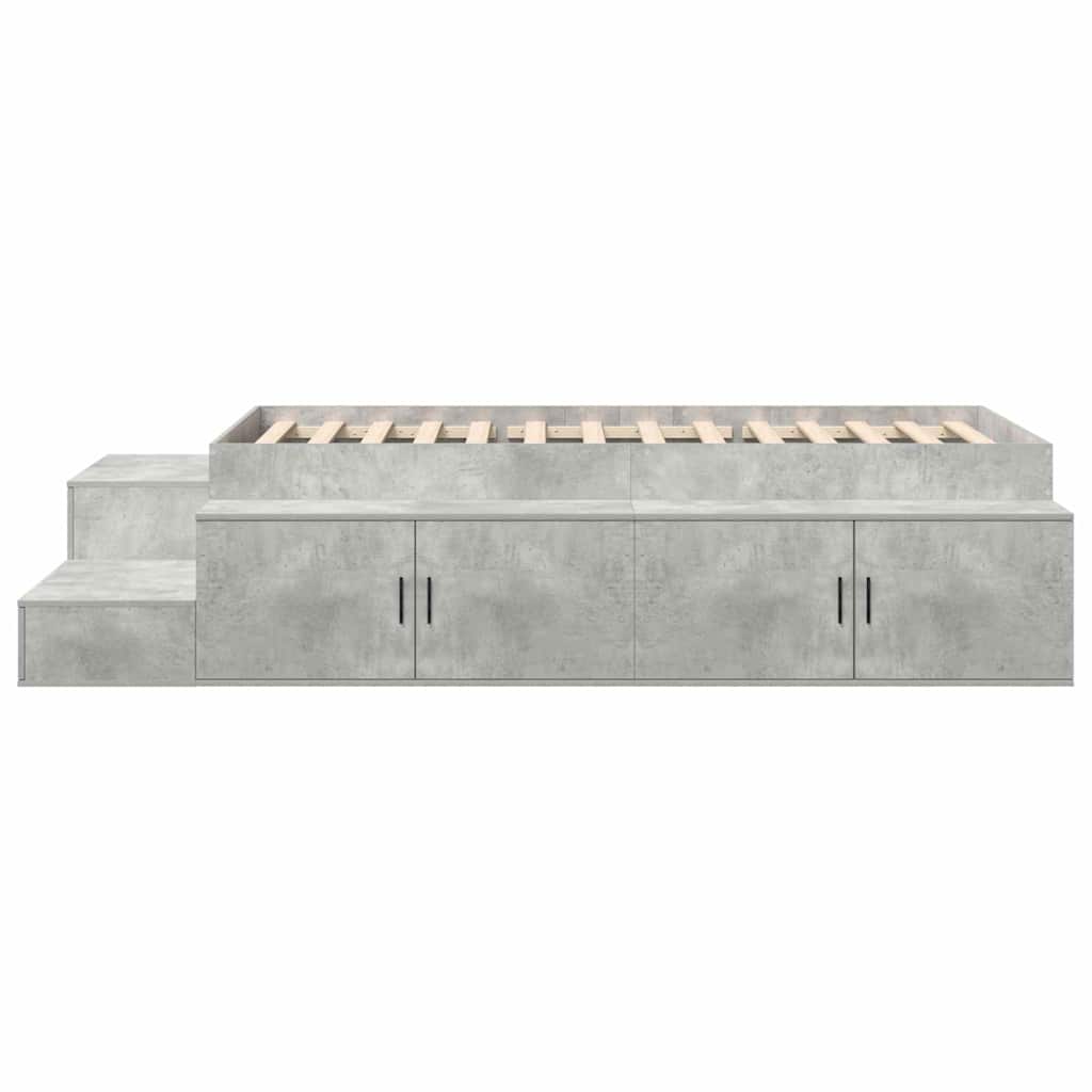 Storage Bed Frame with Drawer Concrete Grey 234 x 118 x 53.5 cm