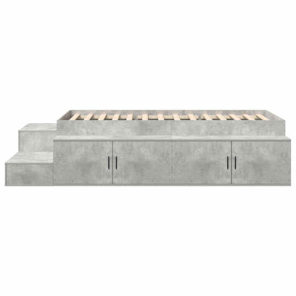 Storage Bed Frame with Drawer Concrete Grey 234 x 118 x 53.5 cm