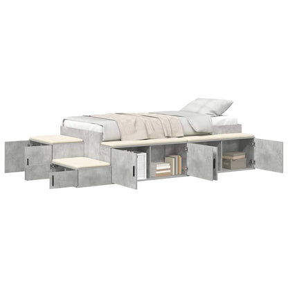 Storage Bed Frame with Drawer Concrete Grey 234 x 118 x 53.5 cm