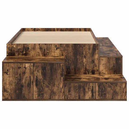 Storage Bed Frame with Storage Smoked Oak 90 cm Engineered Wood