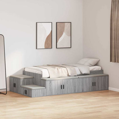 Storage Bed Frame Grey Sonoma 90 cm Engineered Wood