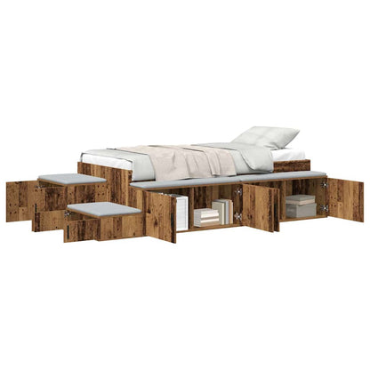 Storage Bed Frame with Storage Old Wood 90 cm Engineered Wood