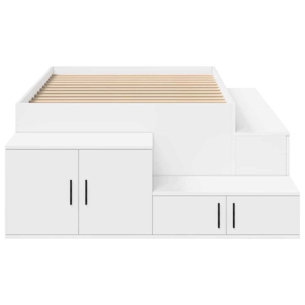 Storage Bed Frame with Storage White 75 cm Engineered Wood