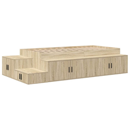 Storage Bed Frame with Storage Sonoma Oak 75 cm Engineered Wood
