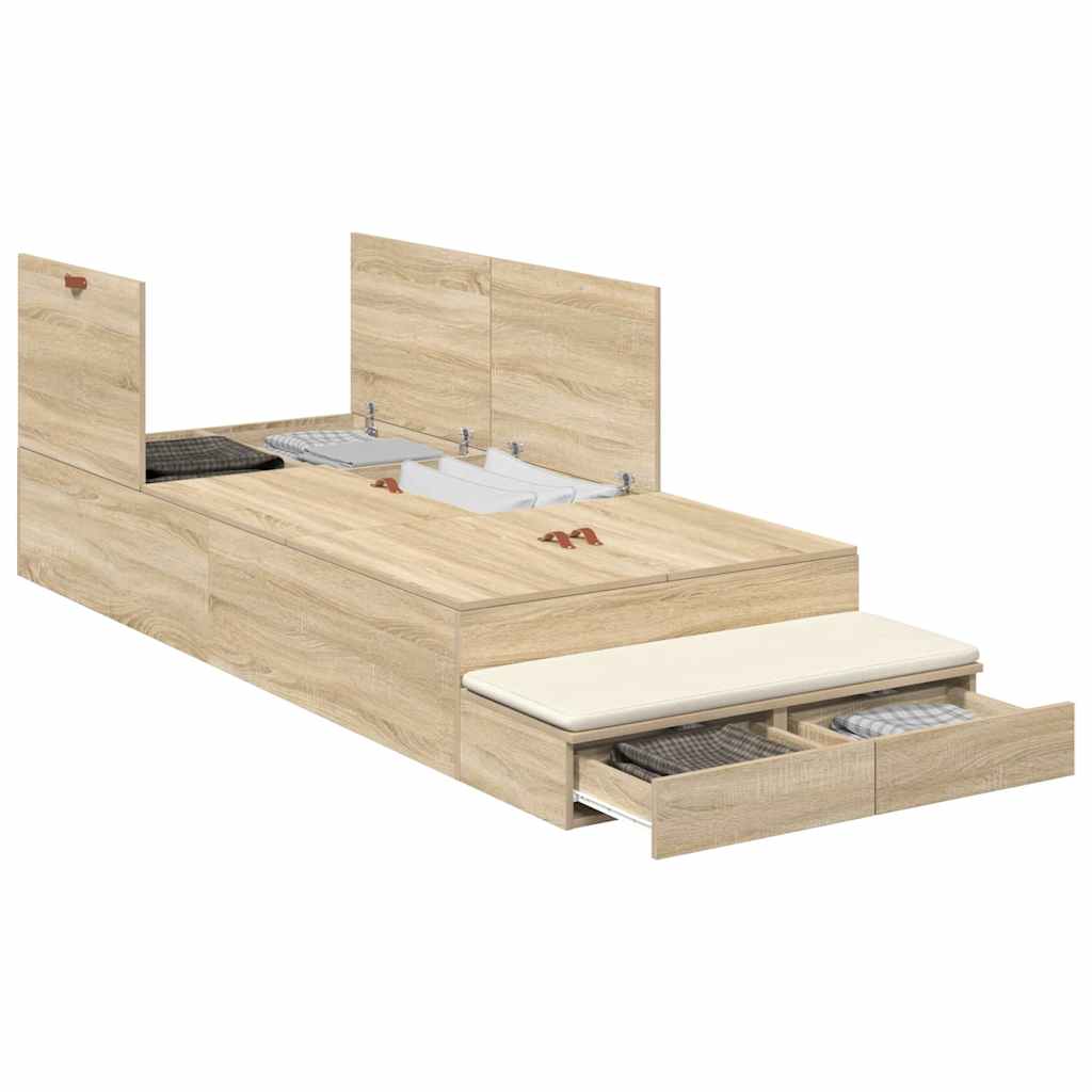 Storage Bed Frame with Drawer Sonoma Oak 80 cm Engineered Wood