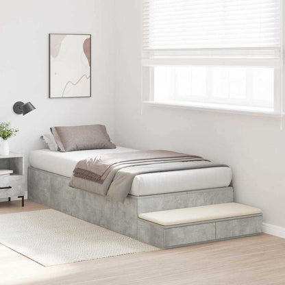 Storage Bed Frame Concrete Grey 80 cm Engineered Wood