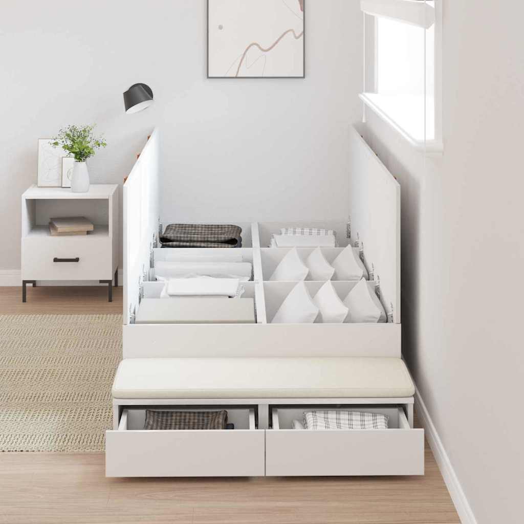 Storage Bed Frame with Drawer White 90 cm Engineered Wood