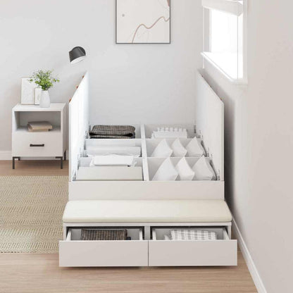 Storage Bed Frame with Drawer White 90 cm Engineered Wood