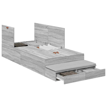 Storage Bed Frame Grey Sonoma 100 cm Engineered Wood