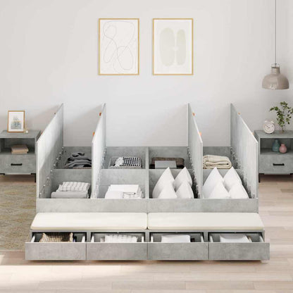 Storage Bed Frame Concrete Grey 200 cm Engineered Wood