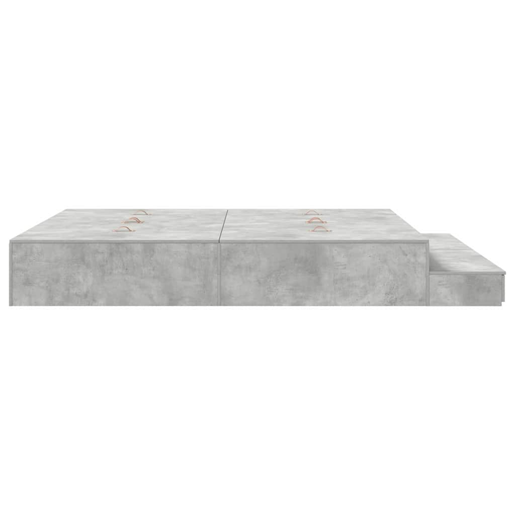 Storage Bed Frame Concrete Grey 200 cm Engineered Wood