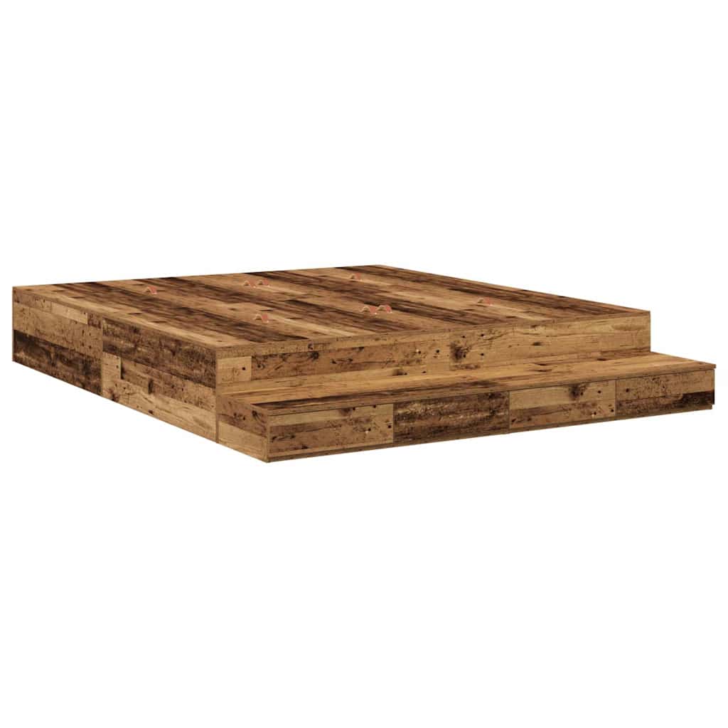 Storage Bed Frame with Drawer Old Wood 200 cm Engineered Wood