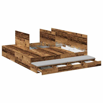 Storage Bed Frame with Drawer Old Wood 200 cm Engineered Wood