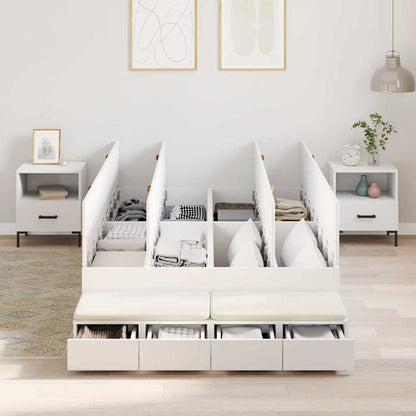 Storage Bed Frame with Drawer White 120 cm Engineered Wood