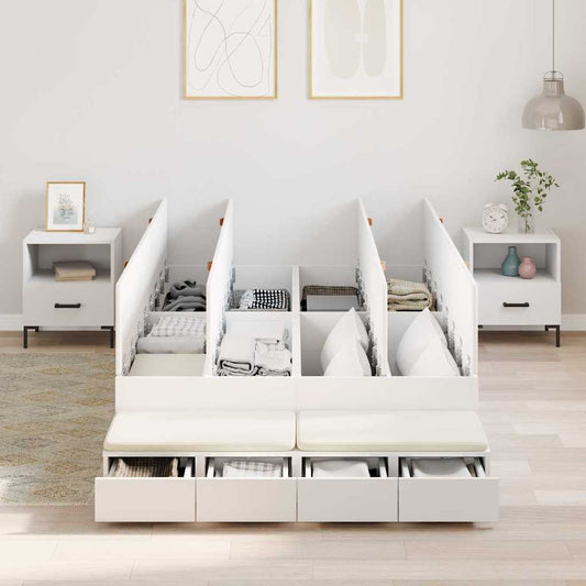 Storage Bed Frame with Drawer White 120 cm Engineered Wood
