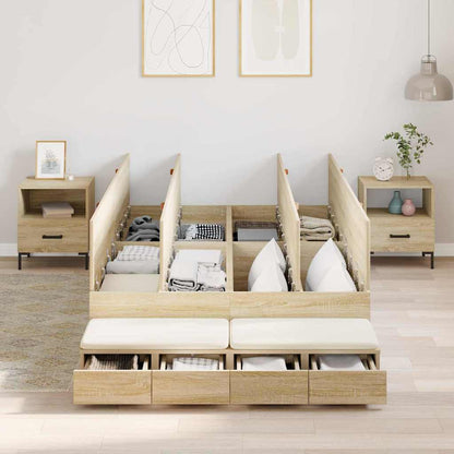 Storage Bed Frame with Drawer Sonoma Oak 120 cm Engineered Wood
