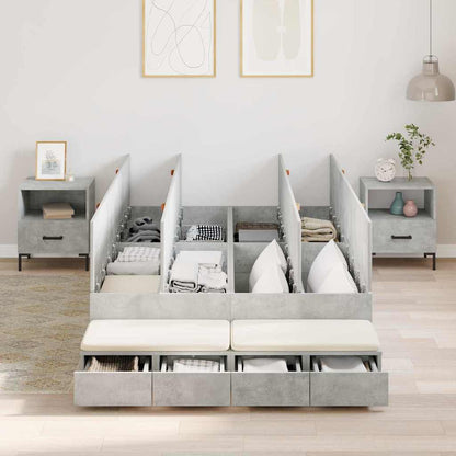Storage Bed Frame Concrete Grey 120 cm Engineered Wood