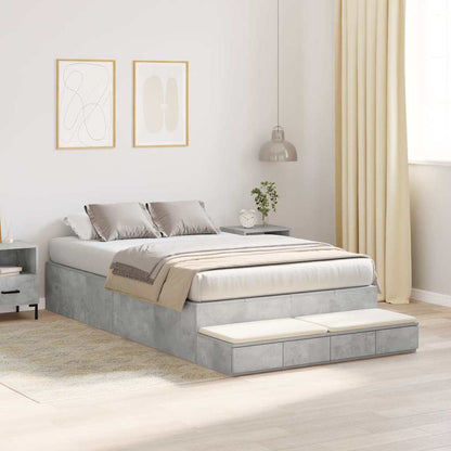 Storage Bed Frame Concrete Grey 120 cm Engineered Wood