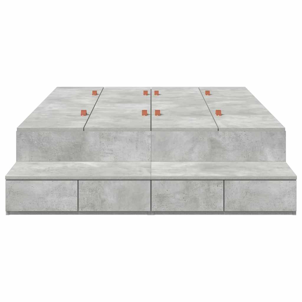 Storage Bed Frame Concrete Grey 120 cm Engineered Wood