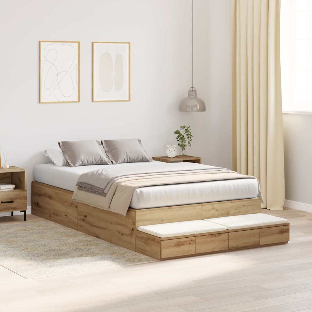 Storage Bed Frame Artisan Oak 120 cm Engineered Wood