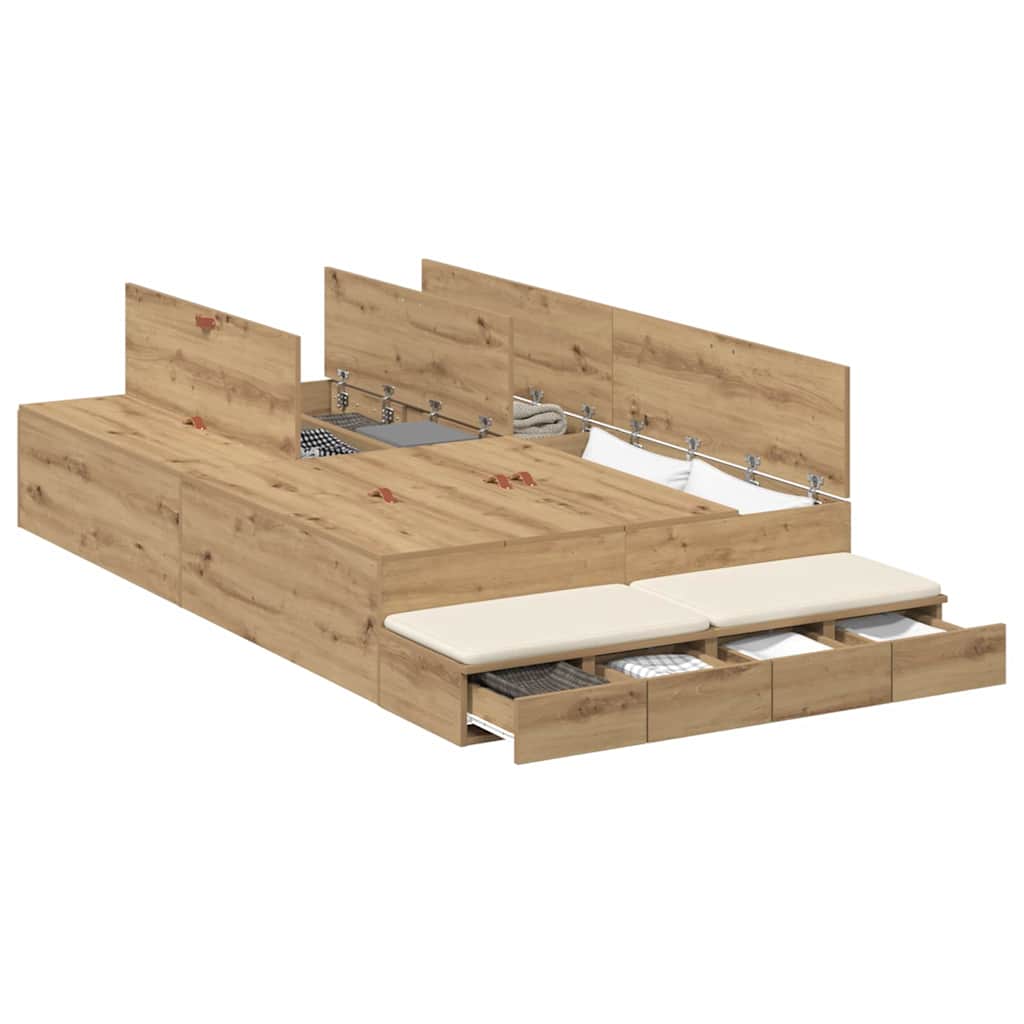 Storage Bed Frame Artisan Oak 120 cm Engineered Wood