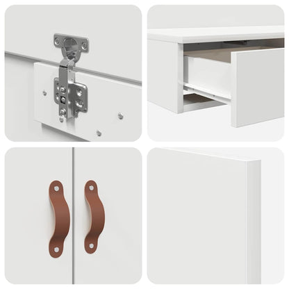 Storage Bed Frame with Drawer White 140 cm Engineered Wood