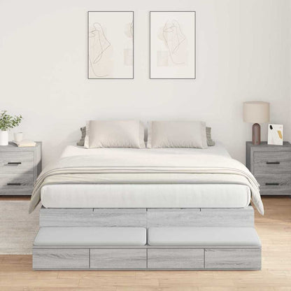 Storage Bed Frame Grey Sonoma 150 cm Engineered Wood