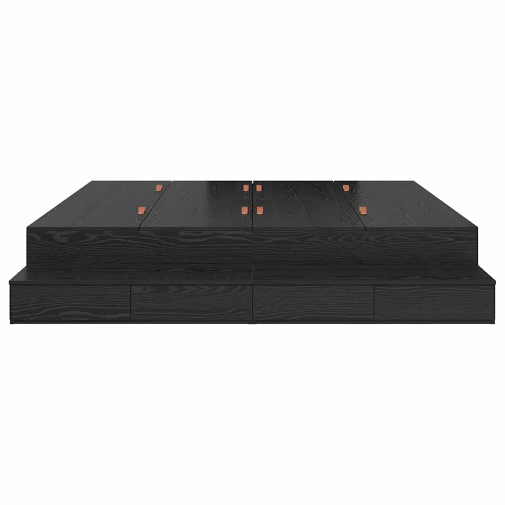 Storage Bed Frame with Drawer Black Oak 180 cm Engineered Wood