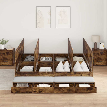 Storage Bed Frame with Drawer Smoked Oak 180 cm Engineered Wood