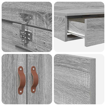 Storage Bed Frame Grey Sonoma 180 cm Engineered Wood