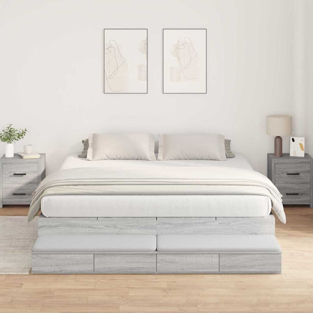 Storage Bed Frame Grey Sonoma 180 cm Engineered Wood