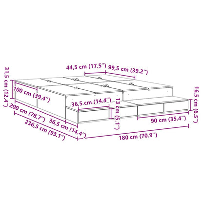 Storage Bed Frame Grey Sonoma 180 cm Engineered Wood