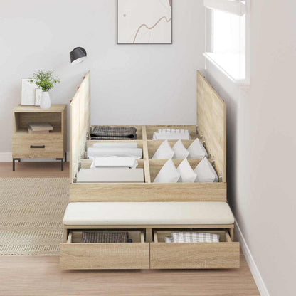Storage Bed Frame with Drawer Sonoma Oak 90 cm Engineered Wood
