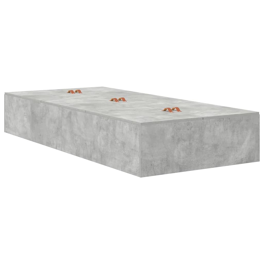 Storage Bed Frame Concrete Grey 90 cm Engineered Wood