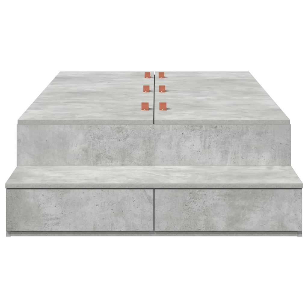 Storage Bed Frame Concrete Grey 90 cm Engineered Wood