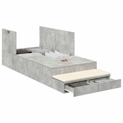 Storage Bed Frame Concrete Grey 90 cm Engineered Wood