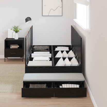 Storage Bed Frame with Drawer Black Oak 75 cm Engineered Wood