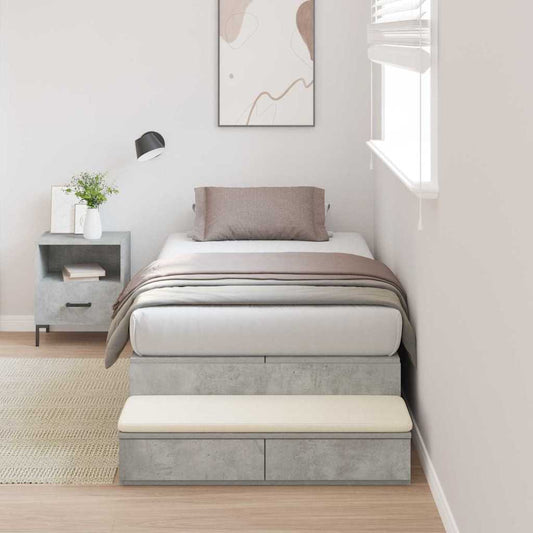 Storage Bed Frame Concrete Grey 75 cm Engineered Wood