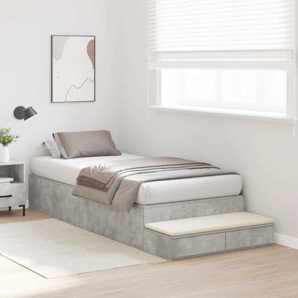 Storage Bed Frame Concrete Grey 75 cm Engineered Wood