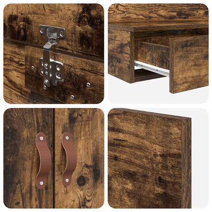 Storage Bed Frame with Drawer Smoked Oak 75 cm Engineered Wood